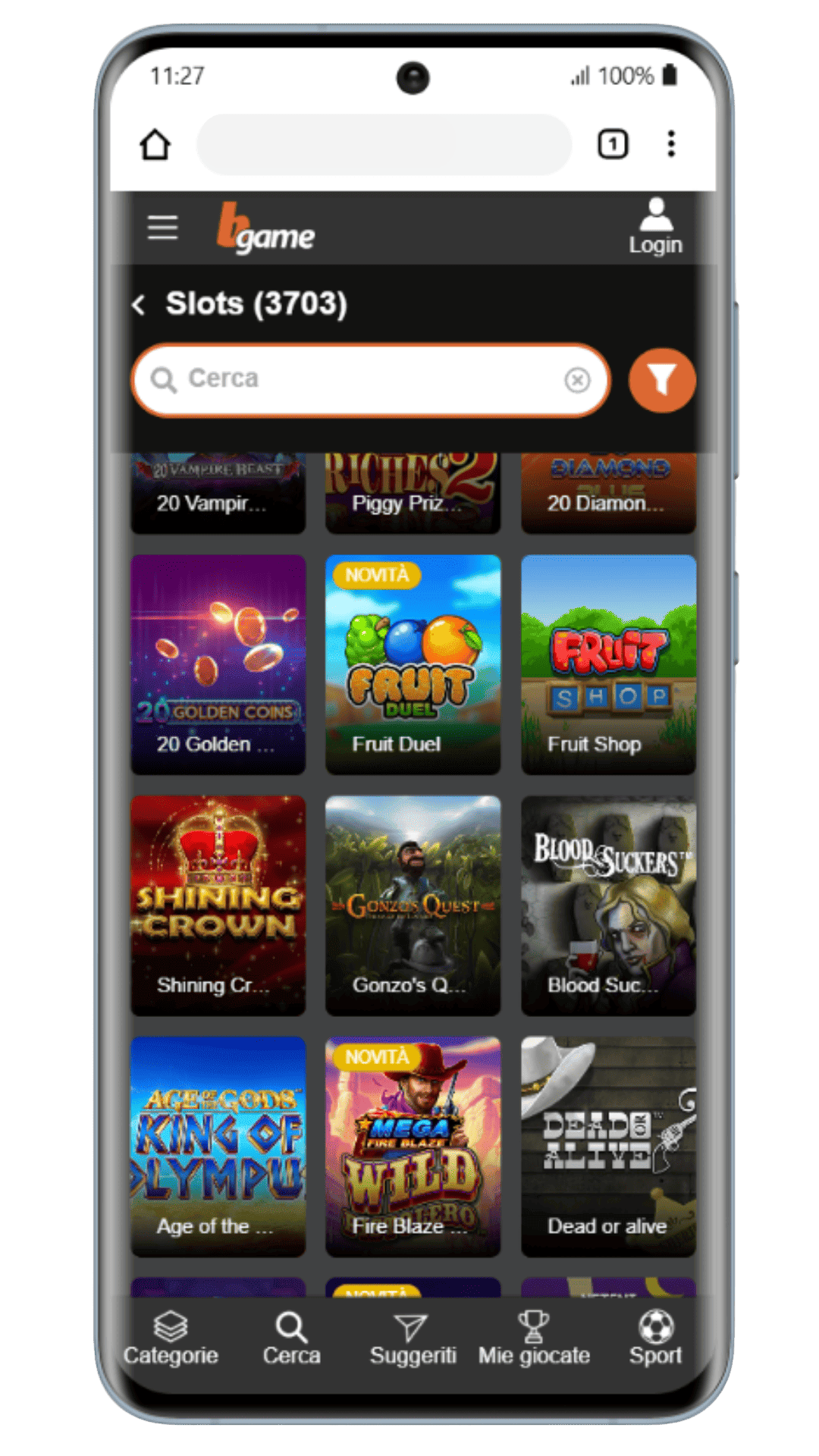 bgame casino giochi nell'applicazione mobile